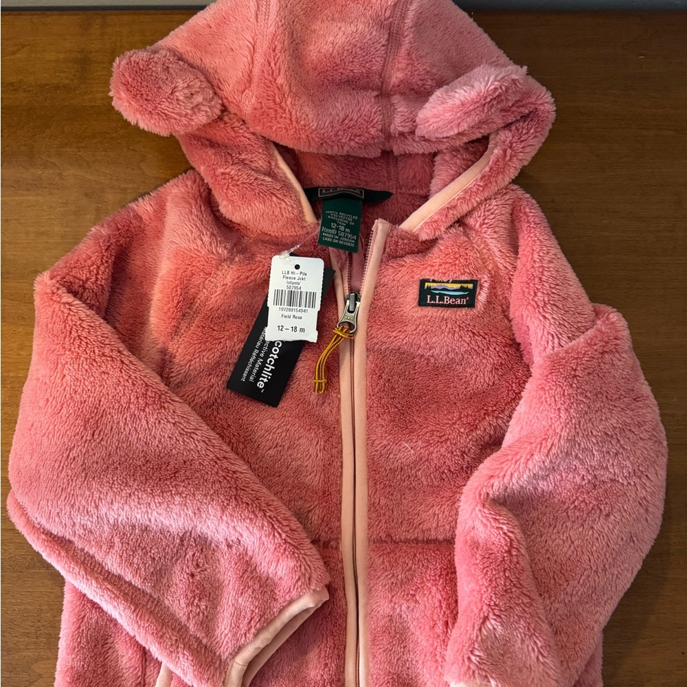 L.L.Bean Plush Hooded Jacket in Coral Pink